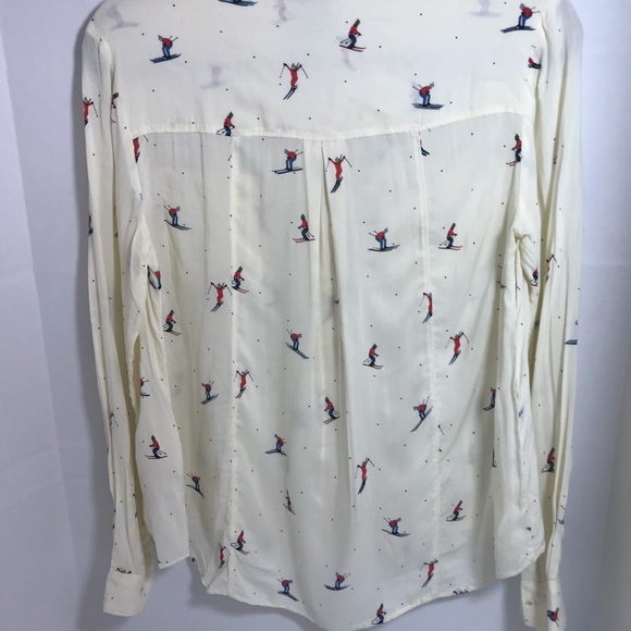 Maeve Anthropologie Novelty Skier print Blouse - Picture 2 of 8